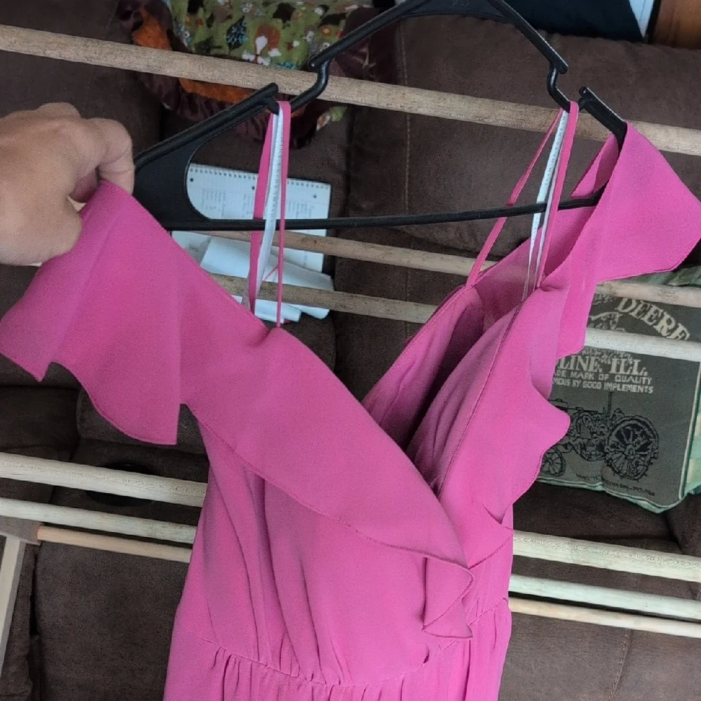 Pink Ruched Ruffled Dress - Picture 3 of 5